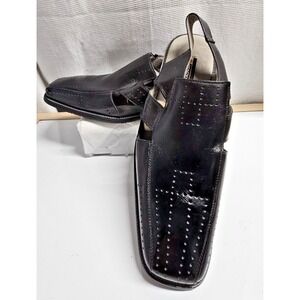 STACY ADAMS Voyager black‎ men slingback closed toe sandals leather Sz 11